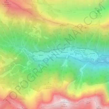 Carte topographique Valcanale, altitude, relief