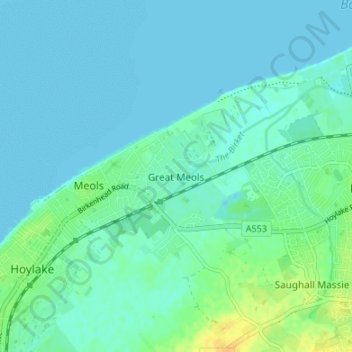 Carte topographique Great Meols, altitude, relief