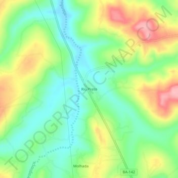 Carte topographique Rio Preto, altitude, relief