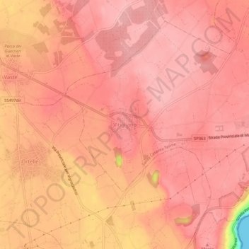 Carte topographique Vitigliano, altitude, relief