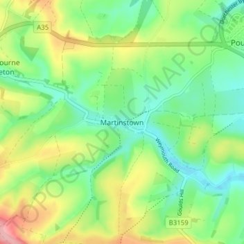 Carte topographique Martinstown, altitude, relief