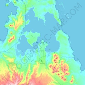 Carte topographique Antsiranana, altitude, relief