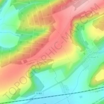 Carte topographique Chevrière, altitude, relief