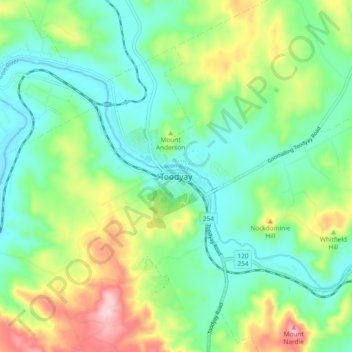 Carte topographique Toodyay, altitude, relief
