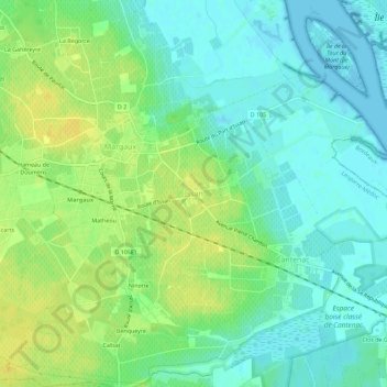 Carte topographique Issan, altitude, relief