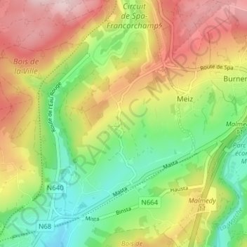 Carte topographique Rivage, altitude, relief