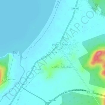 Carte topographique El Ferine, altitude, relief