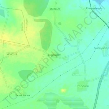 Carte topographique Jingillipalem, altitude, relief
