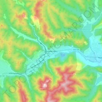 Carte topographique Dalnegorsk, altitude, relief