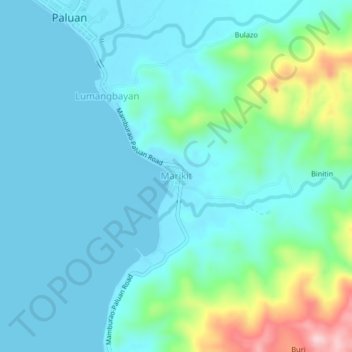 Carte topographique Marikit, altitude, relief