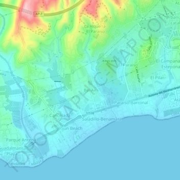 Carte topographique Bel-Air, altitude, relief