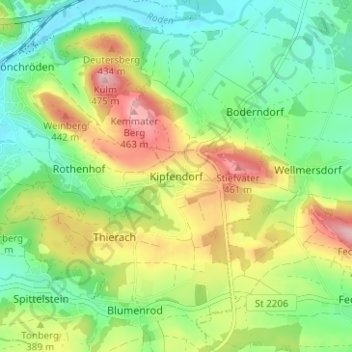 Carte topographique Kipfendorf, altitude, relief
