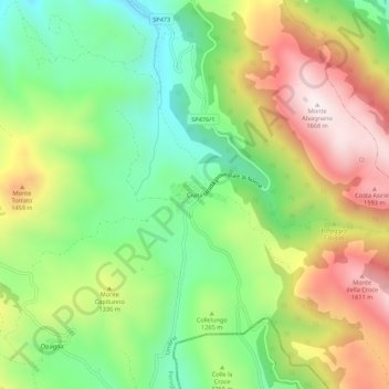 Carte topographique Civita, altitude, relief