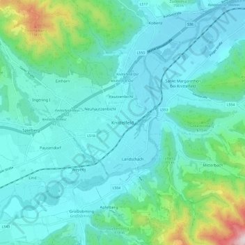 Carte topographique Knittelfeld, altitude, relief