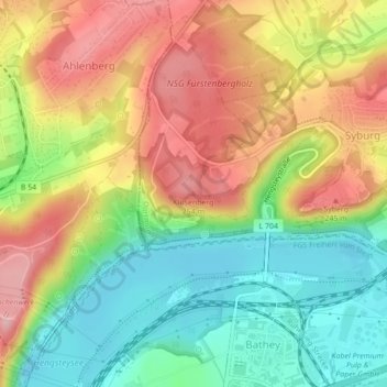 Carte topographique Klusenberg, altitude, relief