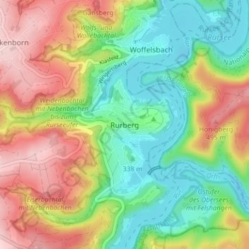 Carte topographique Rurberg, altitude, relief