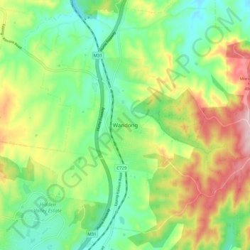 Carte topographique Wandong, altitude, relief