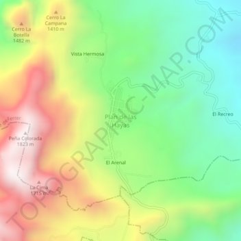 Carte topographique Plan de las Hayas, altitude, relief