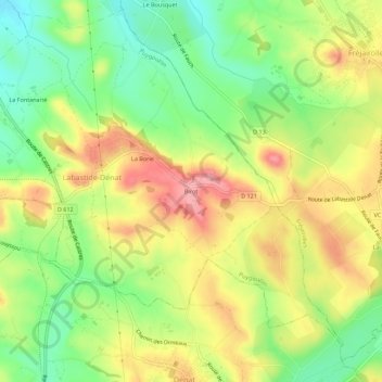 Carte topographique Birot, altitude, relief