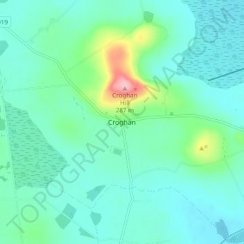 Carte topographique Croghan, altitude, relief