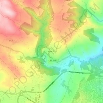 Carte topographique Vila Nova, altitude, relief