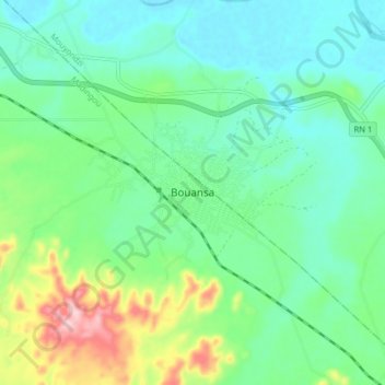 Carte topographique Bouansa, altitude, relief