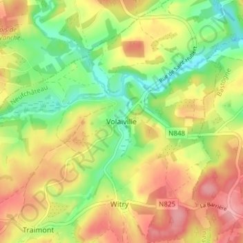 Carte topographique Volaiville, altitude, relief