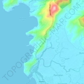 Carte topographique Natipuan, altitude, relief