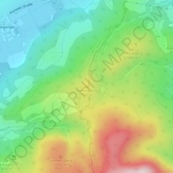 Carte topographique Hohentanne, altitude, relief