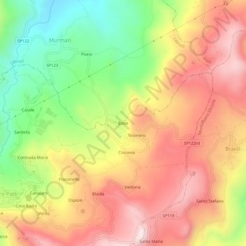 Carte topographique Balze, altitude, relief