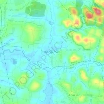 Carte topographique Thengamam, altitude, relief