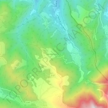 Carte topographique Mas des Colomines, altitude, relief