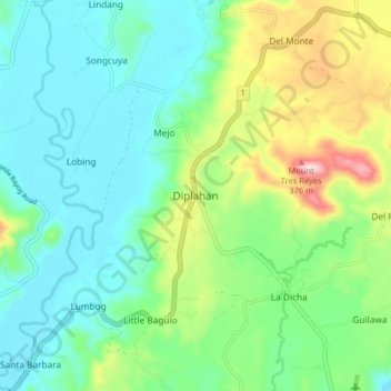 Carte topographique Diplahan, altitude, relief