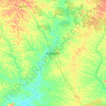 Carte topographique Agboville, altitude, relief