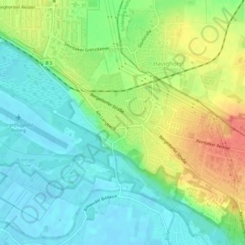 Carte topographique Boberg, altitude, relief