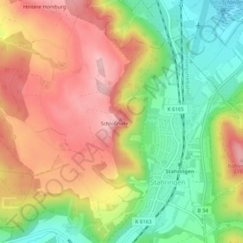 Carte topographique Homburg, altitude, relief