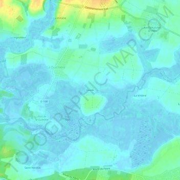 Carte topographique Ilaude, altitude, relief