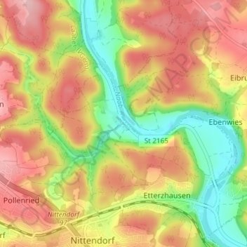 Carte topographique Penk, altitude, relief