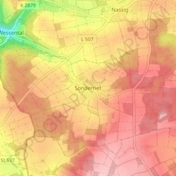Carte topographique Sonderriet, altitude, relief