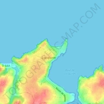 Carte topographique Pen Ar Run, altitude, relief