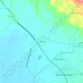 Carte topographique Hubang, altitude, relief