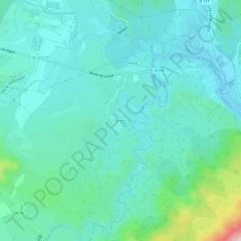 Carte topographique Tarrieu, altitude, relief