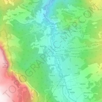 Carte topographique Pedraces, altitude, relief