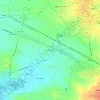 Carte topographique L'Aumônerie, altitude, relief