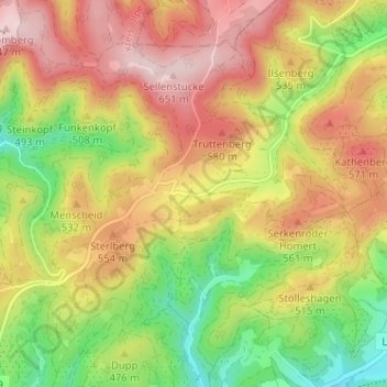 Carte topographique Weuspert, altitude, relief