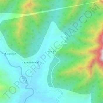 Carte topographique Birmani, altitude, relief