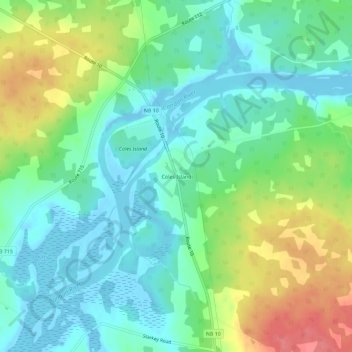 Carte topographique Coles Island, altitude, relief