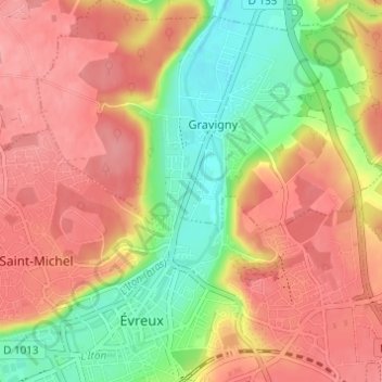 Carte topographique Saint-Nicolas, altitude, relief