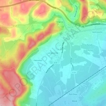 Carte topographique Les Retraches, altitude, relief