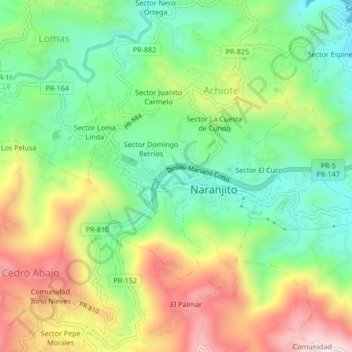 Carte topographique Sector Isaac Morales, altitude, relief